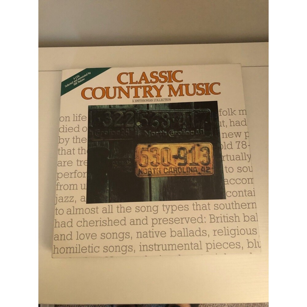 Classic Country Music A Smithsonian Collection 4 CD'S 1990 Annotated Bill Malone